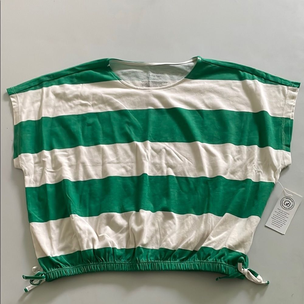 Epic Threads Green and White Striped Short Sleeve Tee
